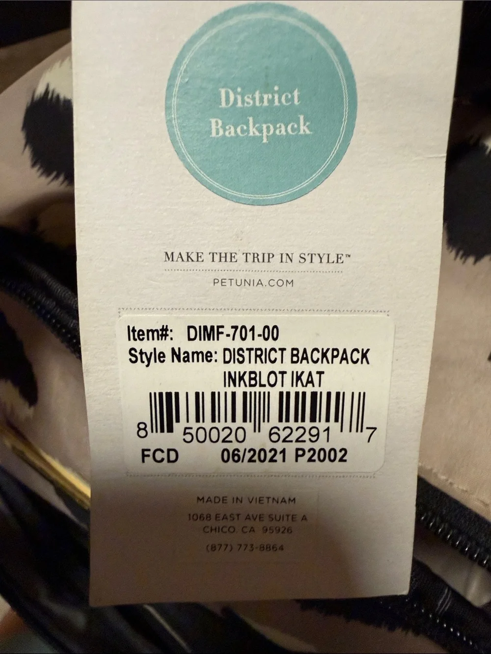 NEW Petunia Pickle Bottom District Backpack Diaper Bag in Inkblot Ikat